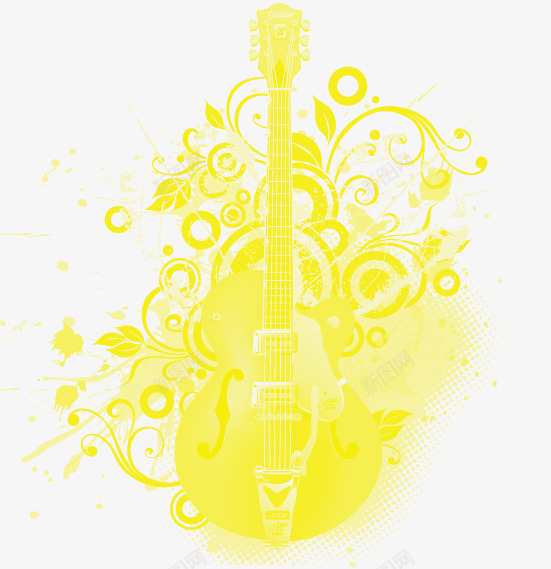 吉他图案元素psd免抠素材_新图网 https://ixintu.com 元素 吉他 图案 声乐 音乐 音符