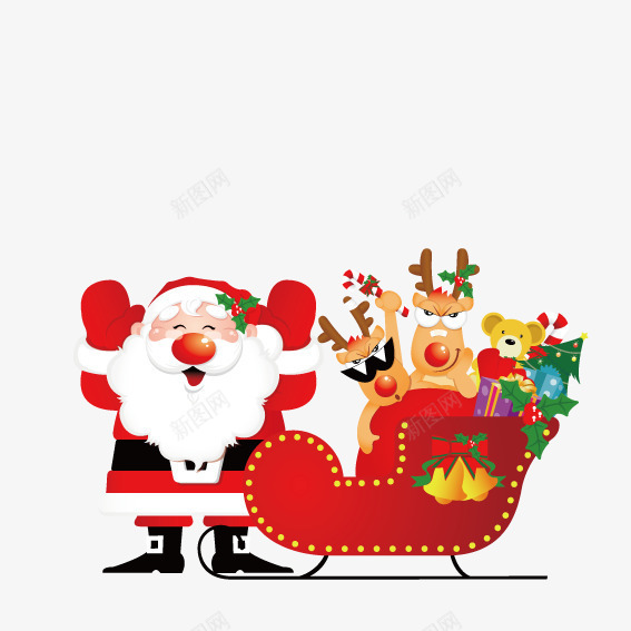 圣诞鹿礼物矢量图ai免抠素材_新图网 https://ixintu.com 圣诞老人 圣诞鹿 雪橇 矢量图