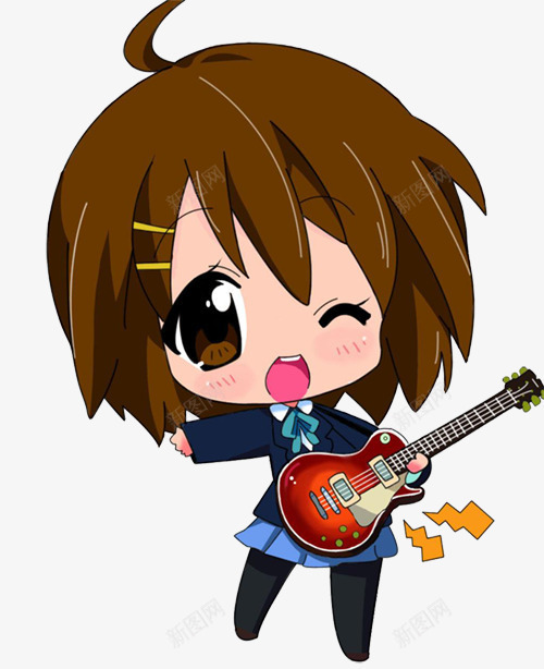 弹吉他的人png免抠素材_新图网 https://ixintu.com 卡通漫画 小萝莉 弹吉他的人 校园风 短发女孩 美女 萝莉少女