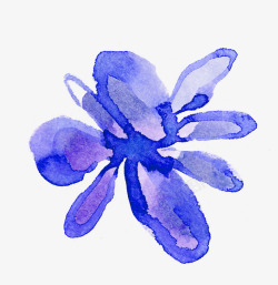 绘画紫色花卉水印卡片素材