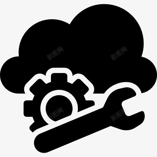 云维修服务图标png_新图网 https://ixintu.com 云存储 云计算 扳手 技术 设置 齿轮