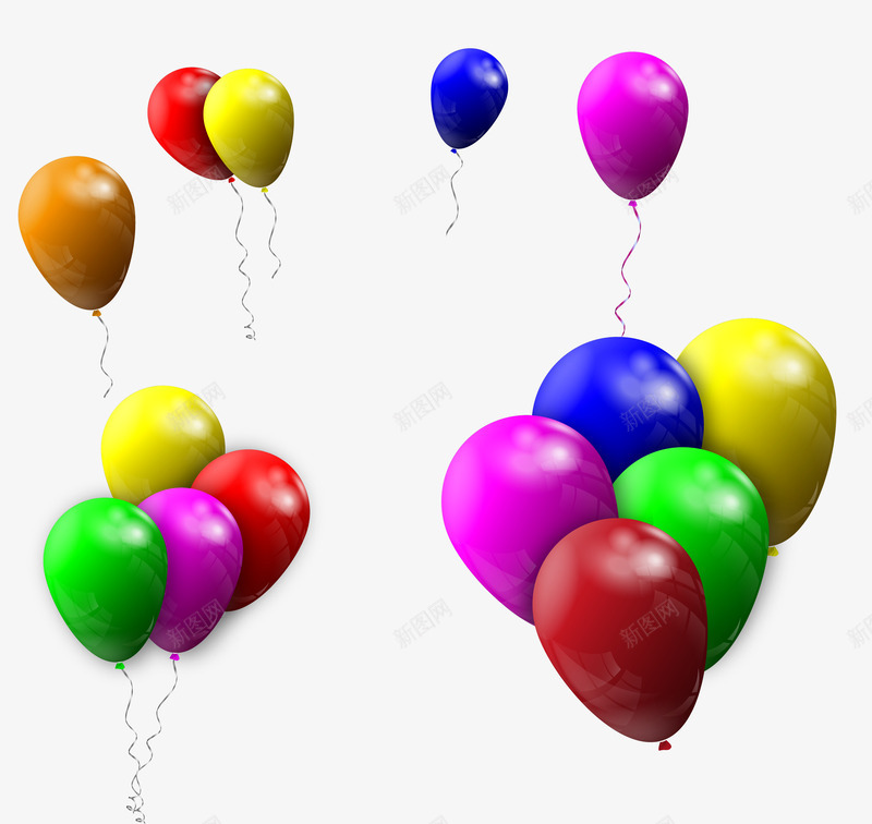 彩色气球漂浮png免抠素材_新图网 https://ixintu.com 免抠PNG 多彩气球 彩球 晚会 生日会 节日 装饰