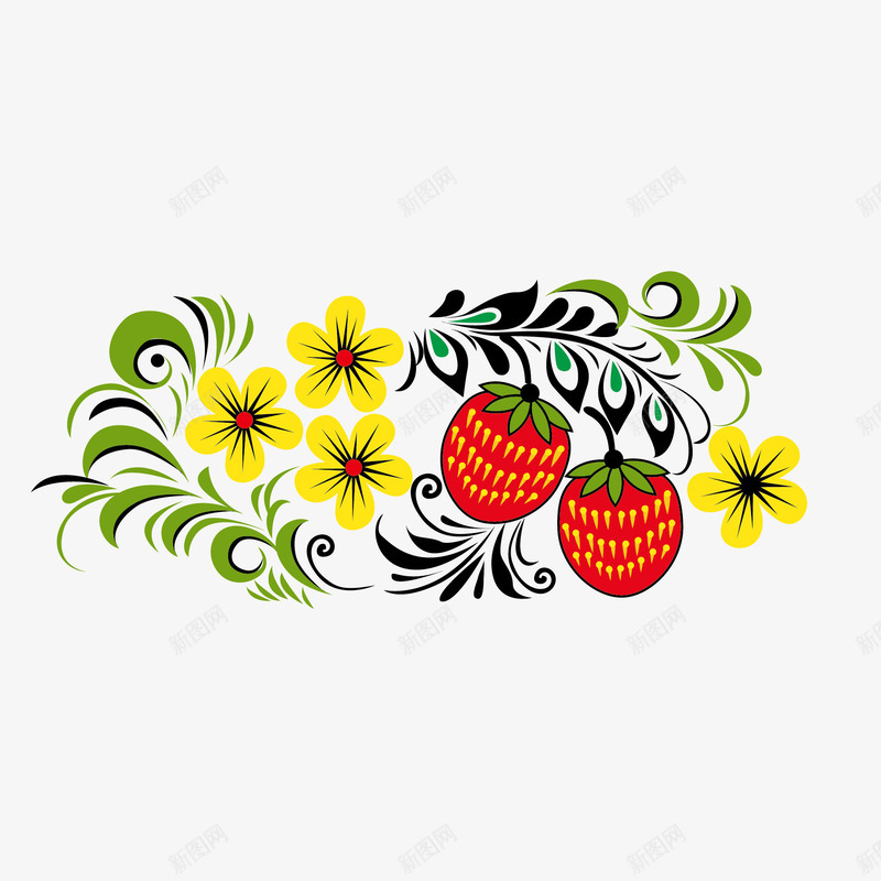 手绘植物png免抠素材_新图网 https://ixintu.com 手绘画 植物 矢量装饰 草莓 装饰