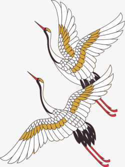 中国古风实景两只飞舞的仙鹤素材