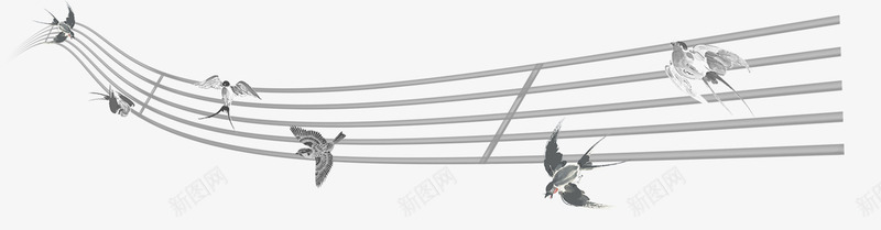 五线谱样式图层png免抠素材_新图网 https://ixintu.com 五线谱 燕子 自信鸟 音乐 音符