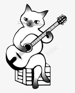 弹吉他的猫素材