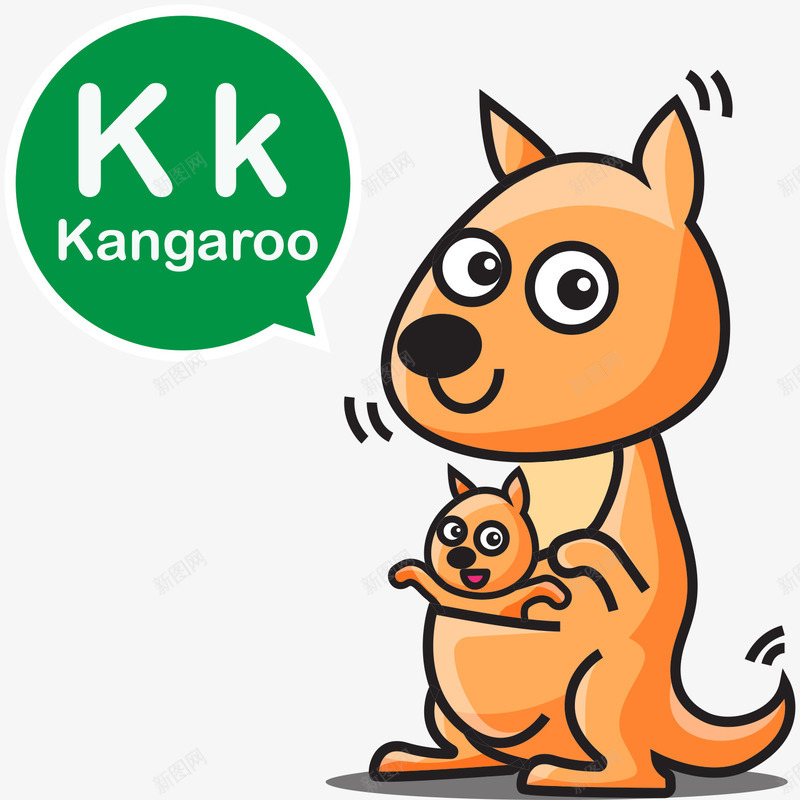 卡通袋鼠png免抠素材_新图网 https://ixintu.com kangaroo 儿童卡片画 可爱 插画 袋鼠 黄色