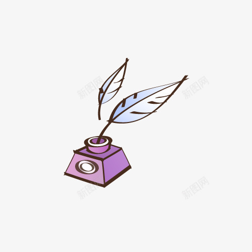 羽毛墨水png免抠素材_新图网 https://ixintu.com 一瓶 墨水 墨水瓶 手绘 白色的 紫色的 羽毛 羽毛笔