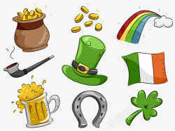 爱尔兰啤酒卡通爱尔兰节日元素片矢量图高清图片