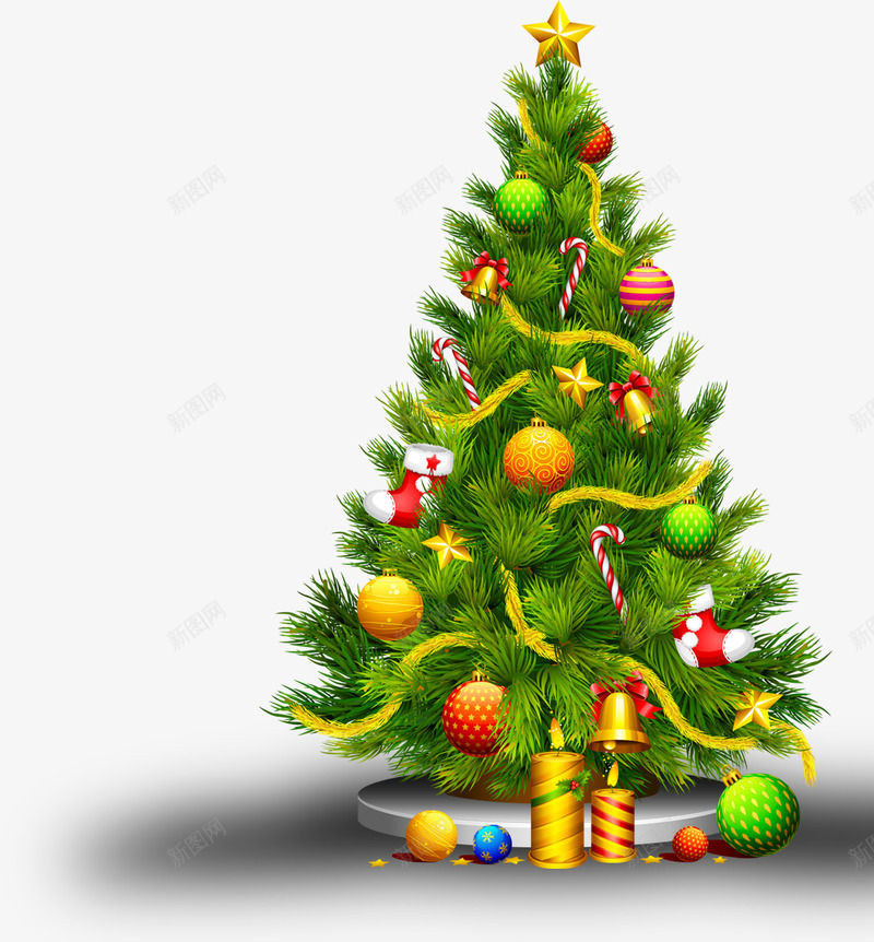 圣诞带星带礼物树png免抠素材_新图网 https://ixintu.com 元旦 圣诞 圣诞树 电商 销售