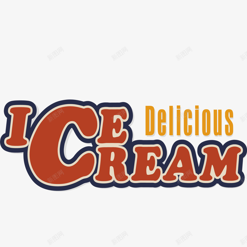 冰淇淋促销海报标题矢量图ai_新图网 https://ixintu.com 促销海报 冰淇淋 海报文字 海报标题 海报设计 雪糕 矢量图