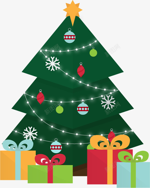 发光彩灯圣诞树png免抠素材_新图网 https://ixintu.com 发光彩灯 圣诞树 圣诞节 矢量素材 礼盒堆