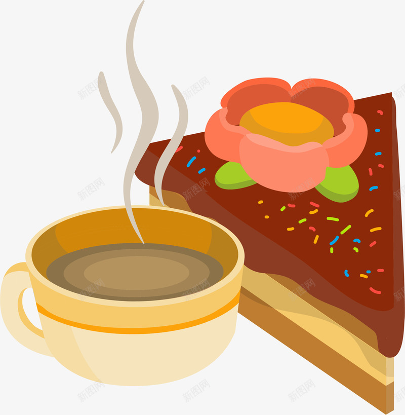咖啡配蛋糕png免抠素材_新图网 https://ixintu.com 休闲 卡通 咖啡商店 甜品 矢量图案 蛋糕 餐饮