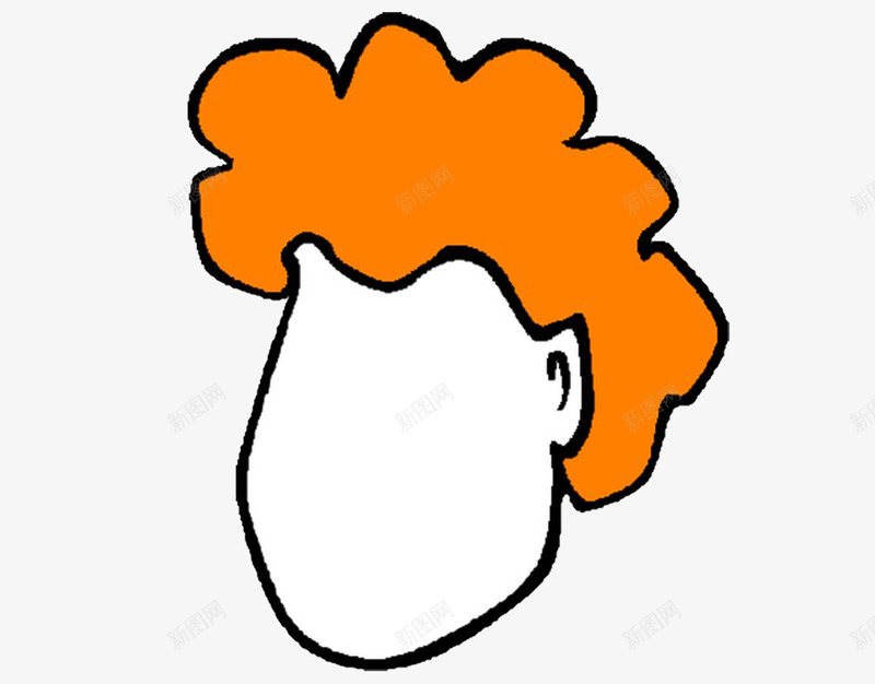 空白脸型橘色头发png免抠素材_新图网 https://ixintu.com 卡通 头发 手绘 橘色 空白 素材 脸型