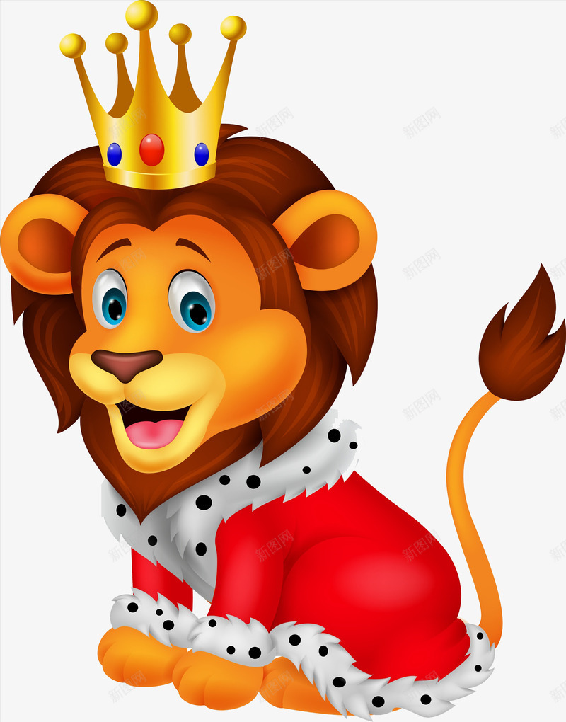 戴着皇冠的狮子png免抠素材_新图网 https://ixintu.com 动物 卡通 开心 微笑 新加坡狮子 森林动物 狮子 猛兽 皇冠 野兽