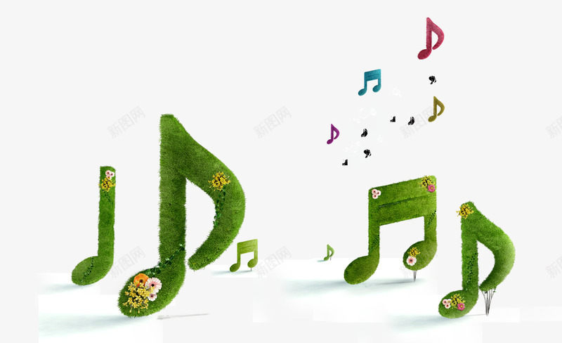 绿色树木装饰图案音符png免抠素材_新图网 https://ixintu.com 树木 绿色音符 装饰图案音符 音律 音浪