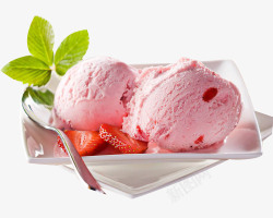 一团雪球草莓冰淇淋高清图片