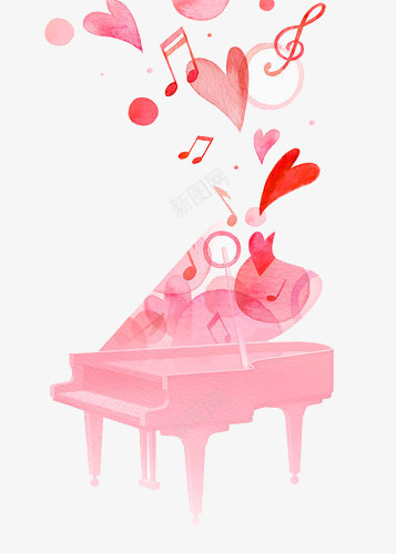 彩绘钢琴音符png免抠素材_新图网 https://ixintu.com 歌声 粉色 音乐