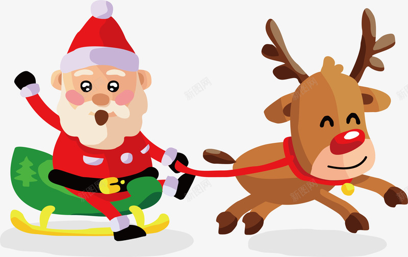 奔跑的驯鹿车矢量图ai免抠素材_新图网 https://ixintu.com 圣诞老人 圣诞节 矢量png 矢量图 送礼物 驯鹿 驯鹿车 麋鹿车