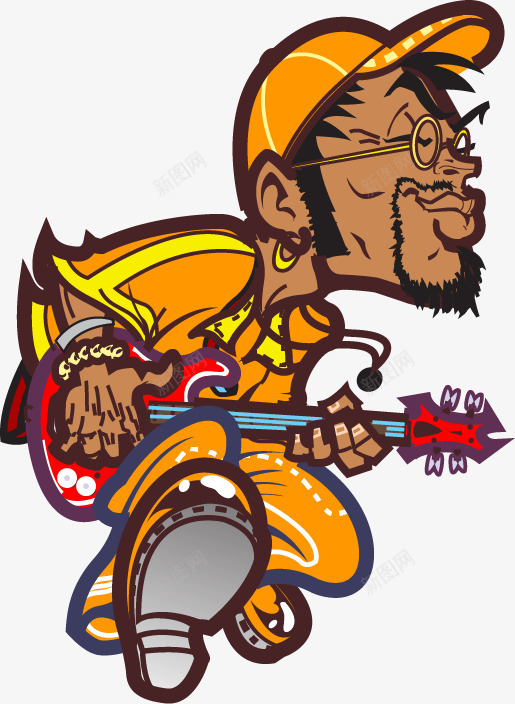 卡通人物弹吉他图案png免抠素材_新图网 https://ixintu.com 卡通人物 图案 弹吉他