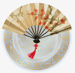 日本装饰花折扇中国风装饰扇子图案高清图片
