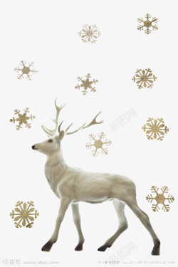 创意冬日冬日小鹿创意雪花装饰高清图片