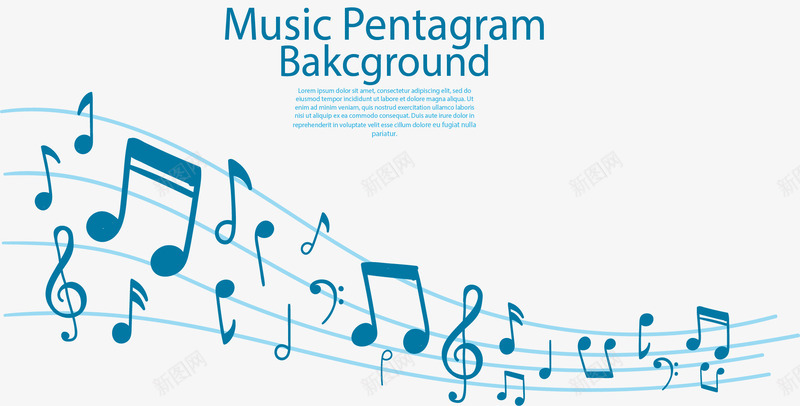 蓝色五线谱音乐晚会海报矢量图eps免抠素材_新图网 https://ixintu.com 五线谱 宣传海报 矢量素材 蓝色 音乐会 音符 矢量图
