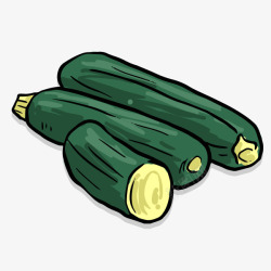 卡通手绘绿色的黄瓜素材