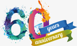 60周年logo设计飞溅60周年纪念高清图片