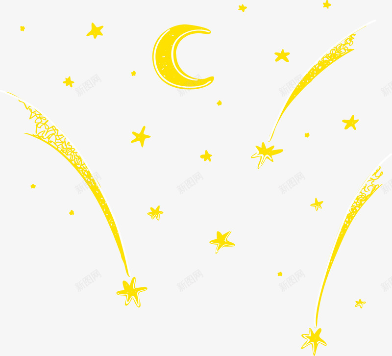月亮星星装饰png免抠素材_新图网 https://ixintu.com 卡通 扁平化 星空 漫画 简笔