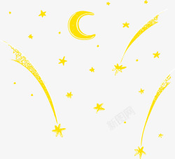 星空扁平月亮星星装饰高清图片