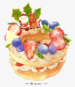 老人祝寿蛋糕圣诞节主题蛋糕高清图片