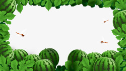 绿色整个西瓜卡通手绘绿色的西瓜地高清图片