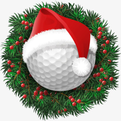 圣诞松枝与高尔夫帽子素材