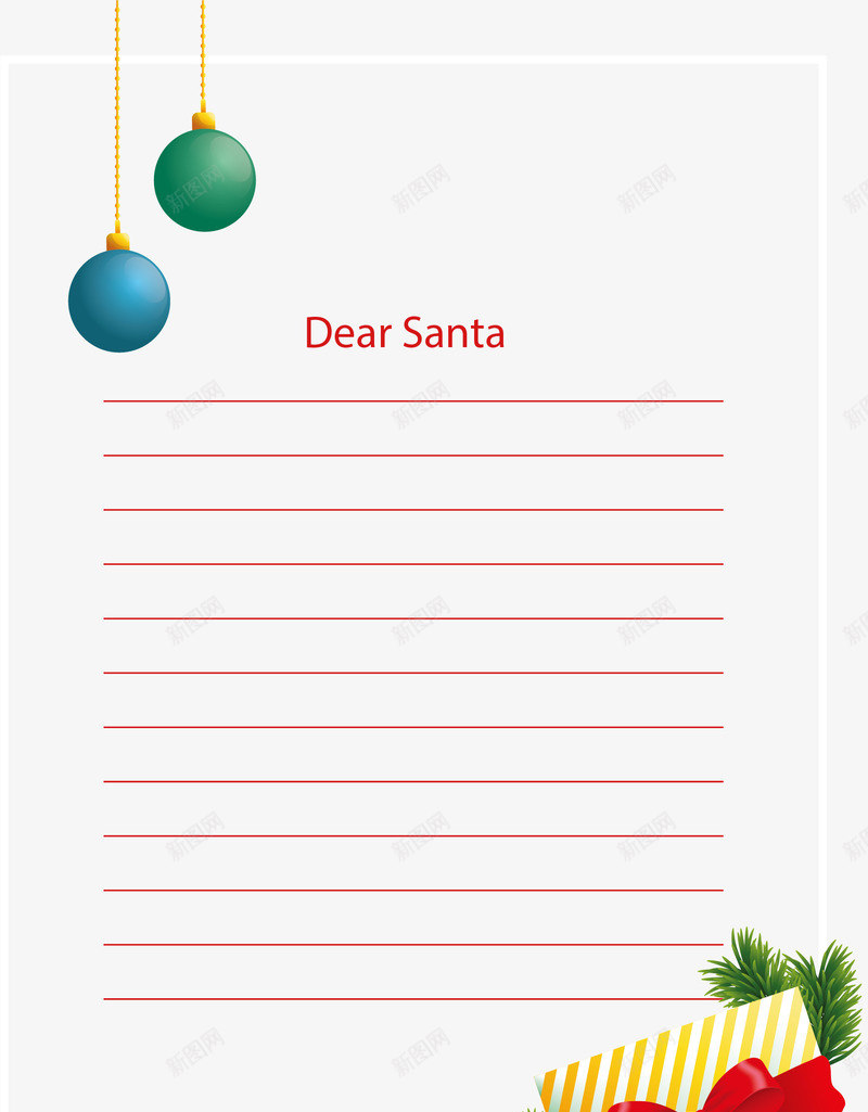 礼盒圣诞球信纸矢量图ai免抠素材_新图网 https://ixintu.com 信纸 信边框 单线格 圣诞信纸 圣诞球 圣诞礼物 圣诞祝福 学校信纸 矢量png 矢量图