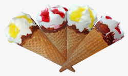 凉的4个冰淇淋高清图片