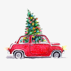 圣诞节小车红色汽车高清图片