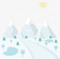 美丽冬天雪景图片美丽的雪山公路矢量图高清图片