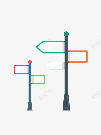 路牌png免抠素材_新图网 https://ixintu.com 彩色 指方向 指示牌 空白路牌 路标 路牌