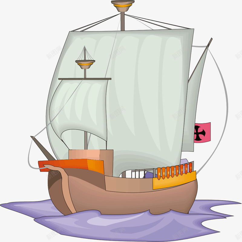 船png免抠素材_新图网 https://ixintu.com 古代船 古船 帆船 矢量图案 船 船只