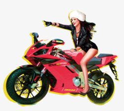 骑摩托车的女生素材