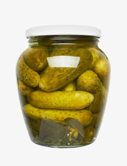 腌制罐子透明罐头里腌制的黄瓜实物高清图片