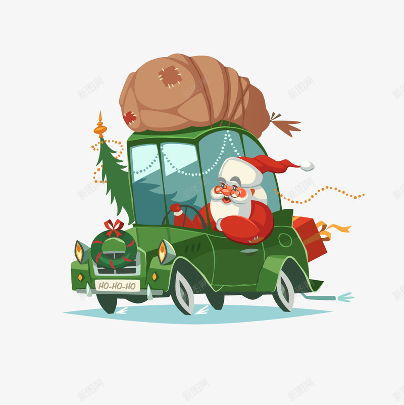 圣诞老人开车png免抠素材_新图网 https://ixintu.com 圣诞老人元素 圣诞节素材