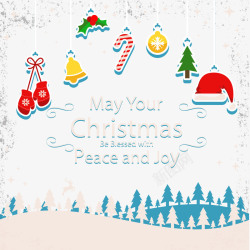松树铃铛圣诞祝福背景矢量图高清图片