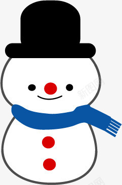 围着蓝色毛巾的雪人png免抠素材_新图网 https://ixintu.com 卡通 戴着黑色帽子的雪人 蓝色围巾 雪人 黑色帽子