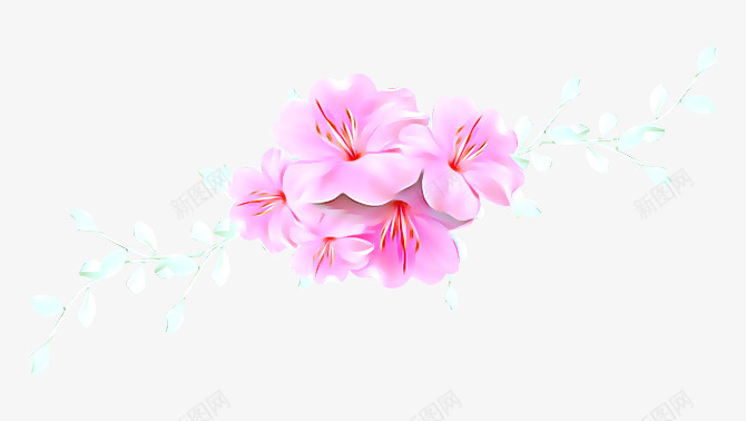 粉色桃花png免抠素材_新图网 https://ixintu.com 桃花 梅花 水墨画 油画 荷叶 荷花 莲花