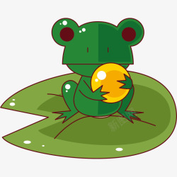 青蛙浴球卡通手绘站在荷叶上的青蛙高清图片