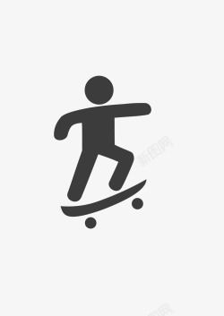 滑板上的小人运动黑色简笔小人图标高清图片