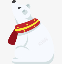 圣诞红围巾卡通北极熊高清图片