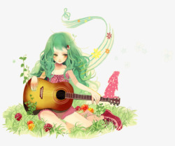 吉他手绘弹吉他是少女高清图片